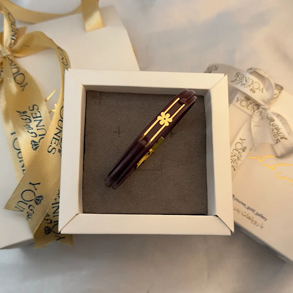 دستبند طلا زنانه چرم گل L553